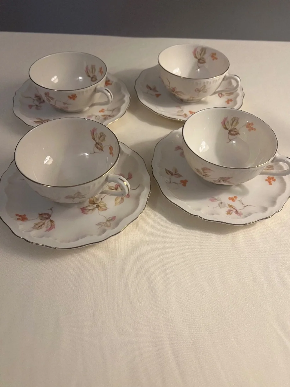 Theodore Haviland Lancaster Teacups and Saucers 4 Sets